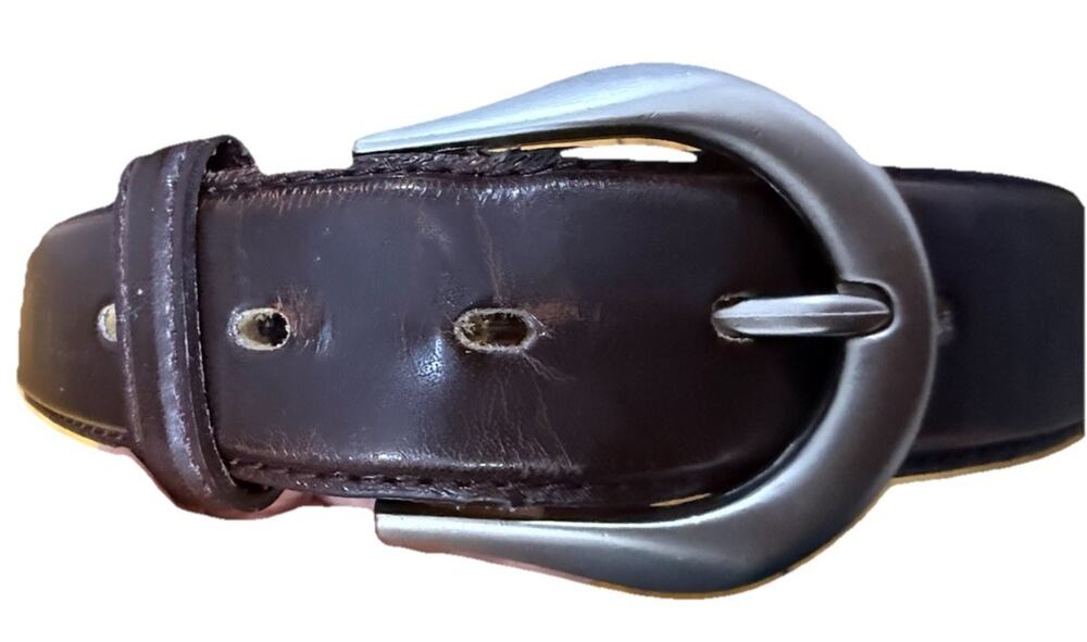 USA BALD EAGLE Men’s Brown Genuine Leather Belt Silver Buckle Size 38 Large
